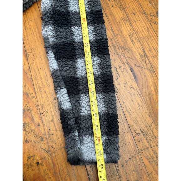 Cabin Fever By Ramatex Sherpa Quarter Zip Men's Small Black White Plaid Fleece - Picture 10 of 10